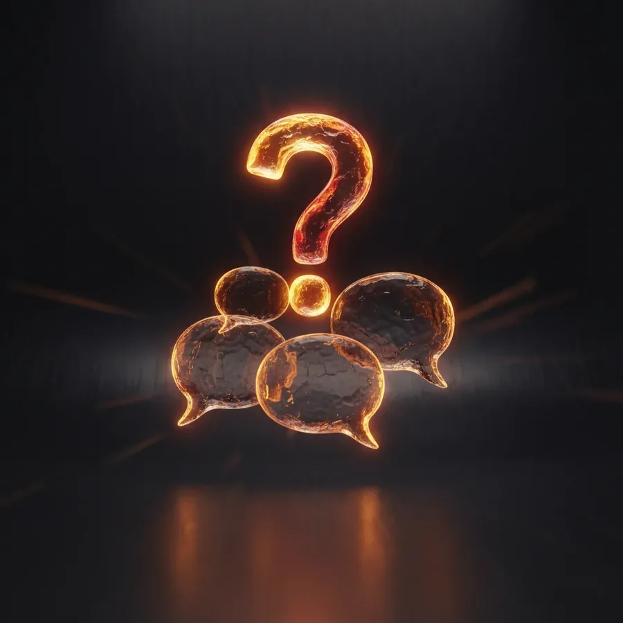Bulles de dialogue lumineuses avec des points d'interrogation